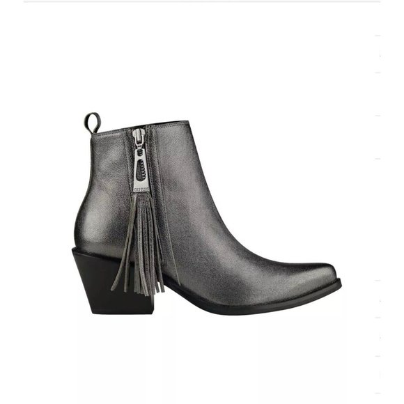 Guess Women’s Talza Booties In Pewter Leather Size 6.5 - Picture 1 of 4